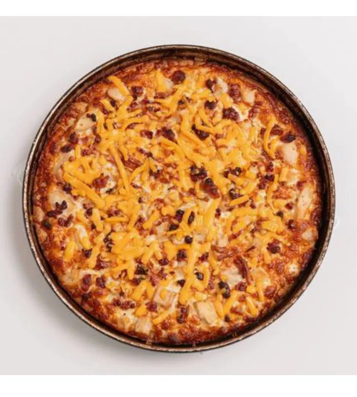 Chicken Bacon Ranch Pizza - Chicken, bacon, ranch, and cheddar with mozzarella